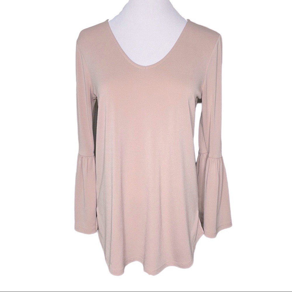 Ann Taylor Factory Mauve Bell Sleeve Blouse Top